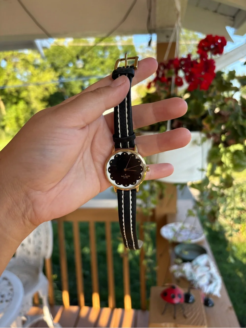 kate spade Black Dial with Gold Case and Black Leather Strap